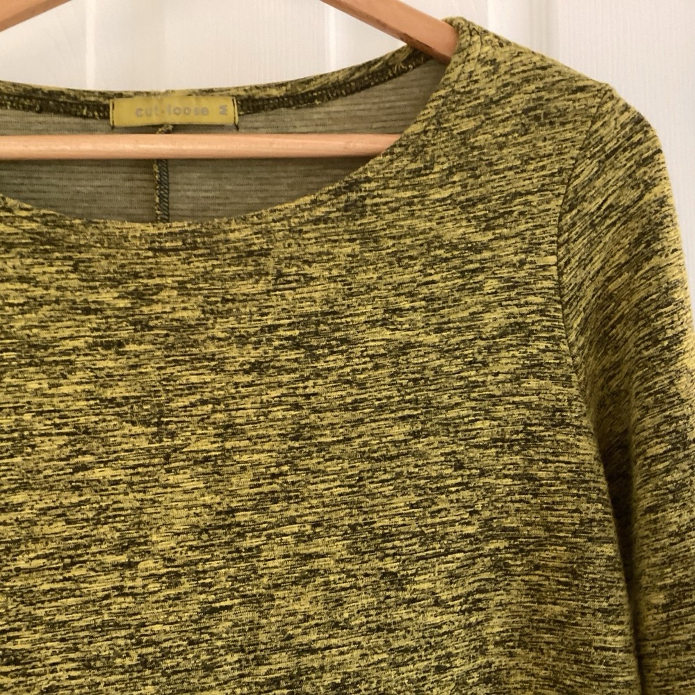 Cut Loose Women's Tunic Yellow Black Heather Tunic Top Sz Medium USA